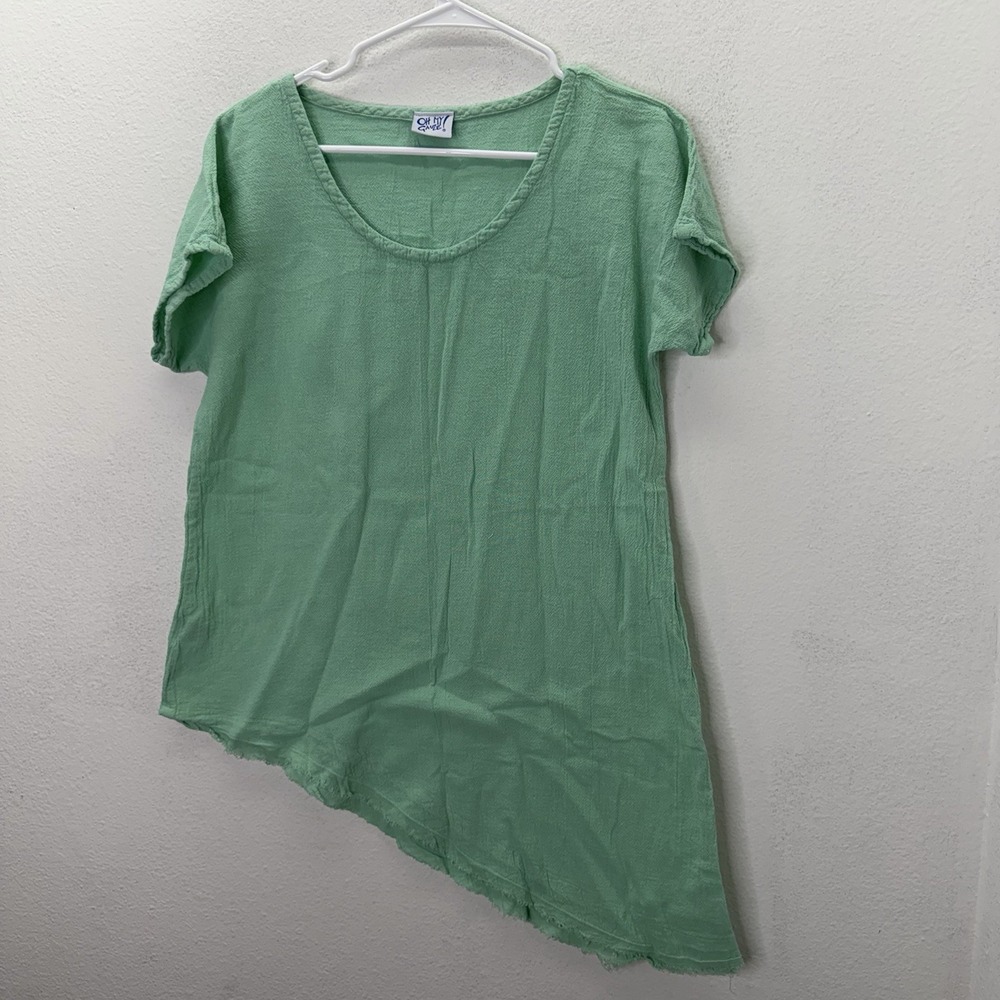 Oh My Gauze Tunic Top 1 S/M Sea Green  Asymmetric 100% Cotton Beachy Lagenlook